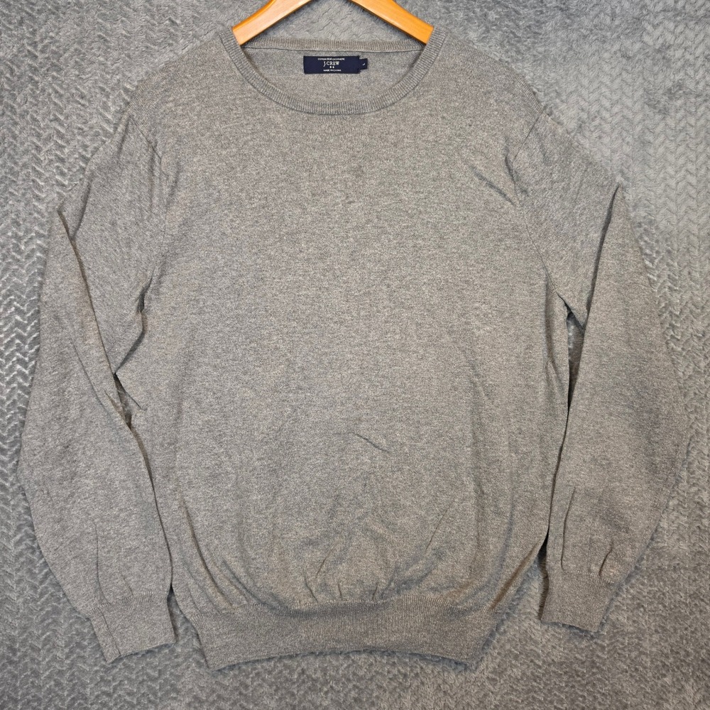 J.Crew Mens Cotton Cashmere Crewneck Sweater Heather Grey 17659 Large
